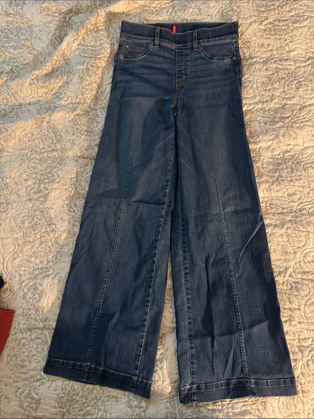 SPANX Navy Wide-Leg Flare Jeans